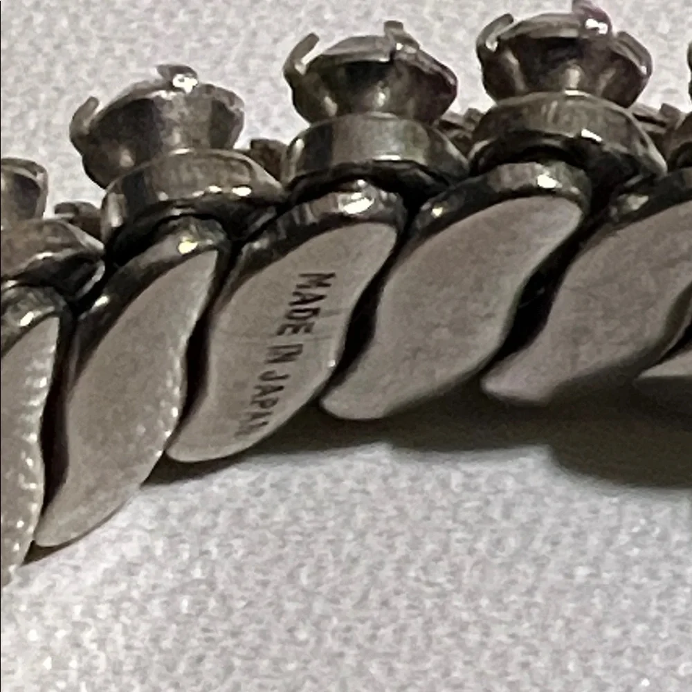 Vintage Silver Rhinestone Expansion Japan Stretch Bracelet